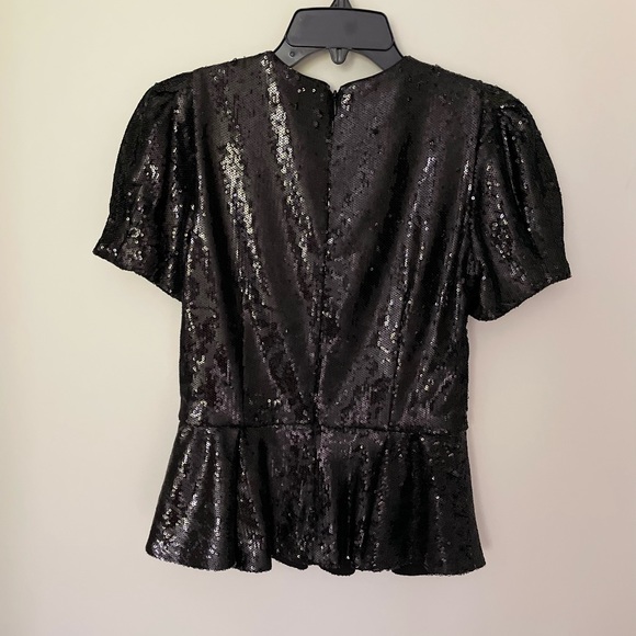 NWT women’s sequin peplum top - blk size 2 - Picture 2 of 12